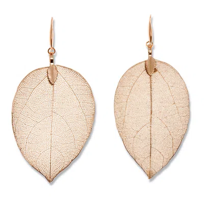 Palm Beach Jewelry Rose Gold-plated Leaf Drop Earrings, 80x36mm In Multi