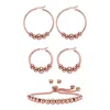 Palm Beach Jewelry Rose Goldtone 4-piece Beaded Textured Earrings And Slider Bracelet Set 10"