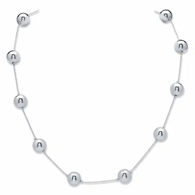 Palm Beach Jewelry Round Beaded Silvertone Station Single Strand Necklace 18"-21"