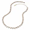 Palm Beach Jewelry Round Bezel-set Crystal And Simulated Pearl Goldtone Necklace 18" - 21"