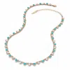 Palm Beach Jewelry Round Bezel-set Crystal And Simulated Turquoise Goldtone Necklace 17"-20"