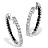 Palm Beach Jewelry Round Black And White Crystal Silvertone Hoop Earrings 26mm