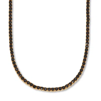 Palm Beach Jewelry Round Black Cubic Zirconia 14k Yellow Gold-plated Tennis Necklace 18-inch