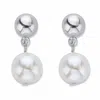 Palm Beach Jewelry Round Cream Simulated Pearl Silvertone Drop Earrings (10mm) 1"