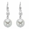 Palm Beach Jewelry Round Cream Simulated Pearl Silvertone Graduated Drop Earrings