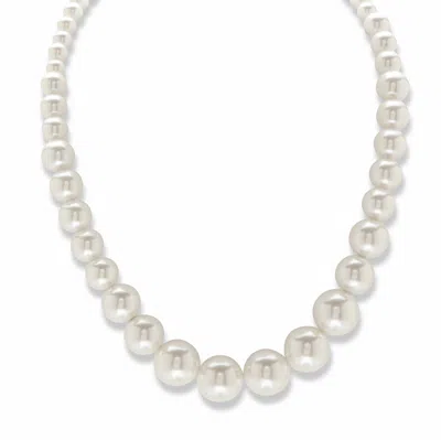 Palm Beach Jewelry Round Cream Simulated Pearl Silvertone Graduated Strand Necklace 16" - 19" In White