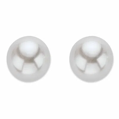 Palm Beach Jewelry Round Cream Simulated Pearl Silvertone Stud Earrings (12mm)
