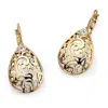 Palm Beach Jewelry Round Crystal Accent Yellow Gold-plated Filigree Pear-shaped Drop Earrings In White
