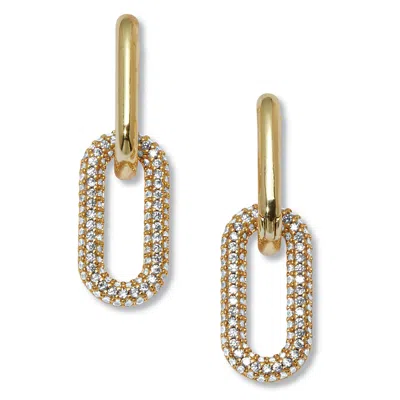 Palm Beach Jewelry Round Crystal Chain Link Goldtone Drop Earrings, 36x12mm