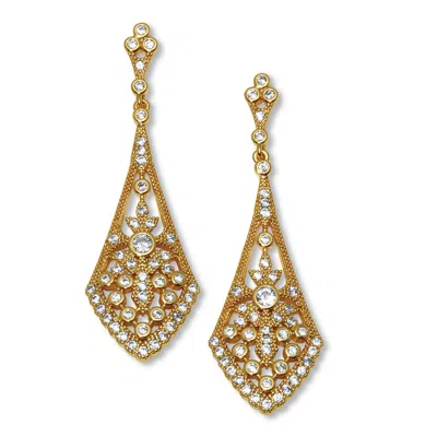 Palm Beach Jewelry Round Crystal Goldtone Antiqued Drop Earrings, 50x15mm