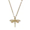 Palm Beach Jewelry Round Crystal Goldtone Dragonfly Pendant Necklace 16 To 18.5-inch