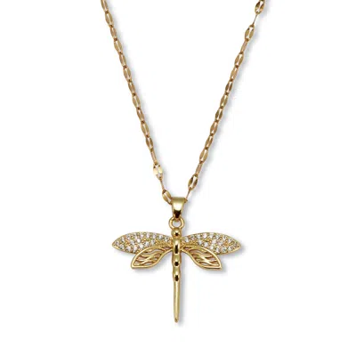 Palm Beach Jewelry Round Crystal Goldtone Dragonfly Pendant Necklace 16 To 18.5-inch