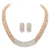 Palm Beach Jewelry Round Crystal Goldtone Earring And Snake-link Choker Necklace Set 17"-20"