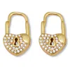 Palm Beach Jewelry Round Crystal Goldtone Heart Lock Drop Earrings