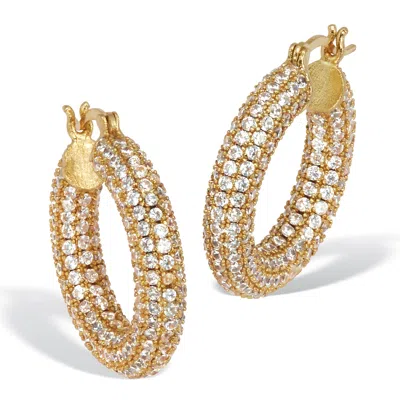 Palm Beach Jewelry Round Crystal Goldtone Hoop Earrings