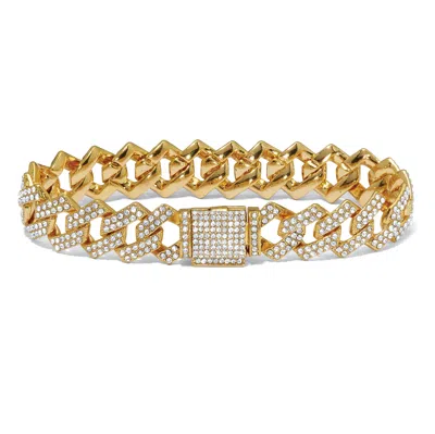 Palm Beach Jewelry Round Crystal Goldtone Link Bracelet 8-inch