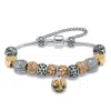 Palm Beach Jewelry Round Crystal Silvertone Antiqued Charm Bracelet, 7 To 9-inch