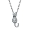 Palm Beach Jewelry Round Crystal Silvertone Cat Pendant Necklace 20 To 22-inch