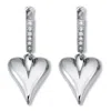 Palm Beach Jewelry Round Crystal Silvertone Dangling Heart Hoop Earrings, 28mm