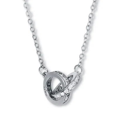 Palm Beach Jewelry Round Crystal Silvertone Interlocking Circle Necklace 16 To 18-inch