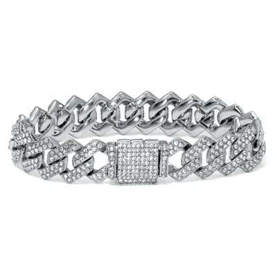 Palm Beach Jewelry Round Crystal Silvertone Link Bracelet 8-inch