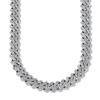 Palm Beach Jewelry Round Crystal Silvertone Link Necklace 24-inch