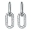 Palm Beach Jewelry Round Crystal Silvertone Oval Link Drop Earrings