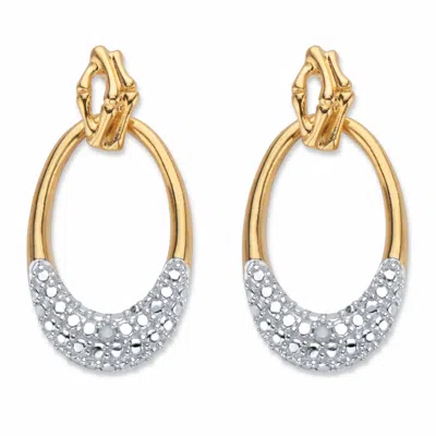 Palm Beach Jewelry Round Diamond Accent 18k Gold-plated Oval Drop Earrings 1"