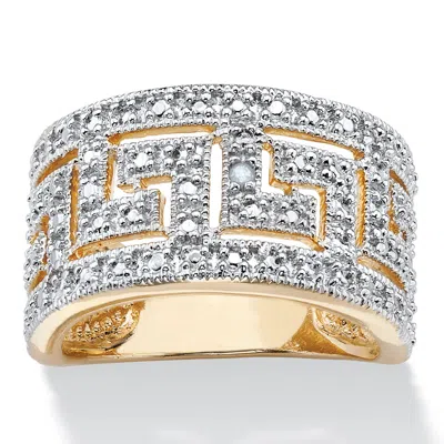 Palm Beach Jewelry Round Diamond Accent Greek Key Cutout Dome Ring Yellow Gold-plated In White
