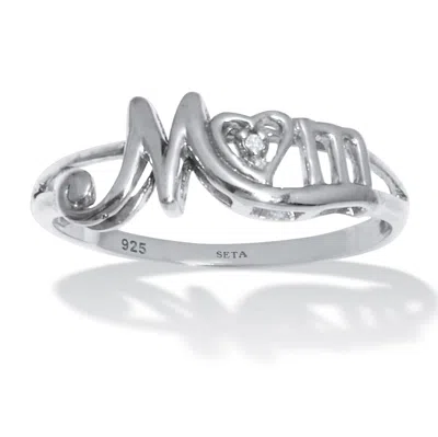 Palm Beach Jewelry Round Diamond Accent Mom Heart Sterling Silver Ring In White