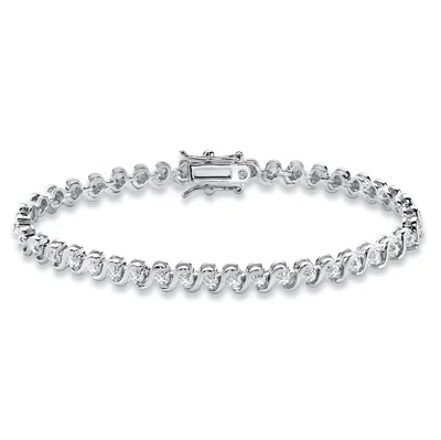 Palm Beach Jewelry Round Diamond Accent S-link Tennis Bracelet Platinum-plated 7.5" Length