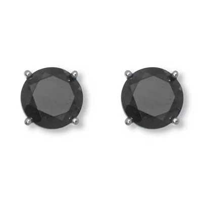 Palm Beach Jewelry Round Genuine Black Spinel Sterling Silver Stud Earrings