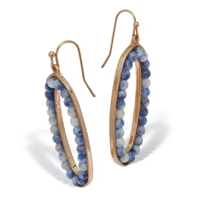 Palm Beach Jewelry Round Genuine Blue Jasper Drop Goldtone Earrings, 51x22.5mm