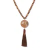 Palm Beach Jewelry Round Genuine Brown Jasper Goldtone Bezel Set Cabochon Beaded Necklace 34 Inch
