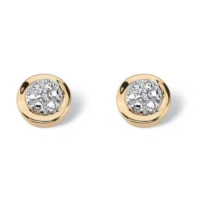 Palm Beach Jewelry Round Genuine Diamond Accent Solid 10k Yellow Gold Cluster Stud Earrings In White
