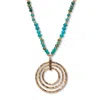 Palm Beach Jewelry Round Genuine Turquoise Hammered Goldtone Endless Necklace, 30 Inches