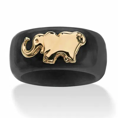 Palm Beach Jewelry Round Jade 10k Yellow Gold Elephant Ring Band