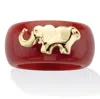 Palm Beach Jewelry Round Jade 10k Yellow Gold Elephant Ring Band In Yellow