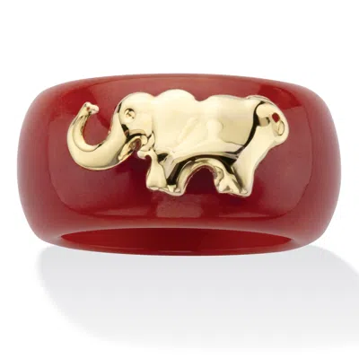 Palm Beach Jewelry Round Jade 10k Yellow Gold Elephant Ring Band