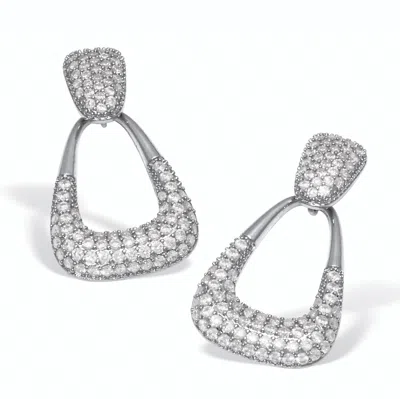 Palm Beach Jewelry Round Pave-style Crystal Silvertone Drop Earrings