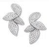 Palm Beach Jewelry Round Pave-style Crystal Silvertone Drop Flower Shape Earrings