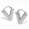 Palm Beach Jewelry Round Pave-style Crystal Silvertone V-hoop Earrings