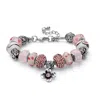 Palm Beach Jewelry Round Pink Crystal Silvertone Bali-style Beaded Charm And Spacer Bracelet 8"
