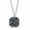 Palm Beach Jewelry Round Simulated Druzy Black Quartz Silvertone Octagon Pendant Necklace 18"-20"