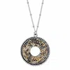 Palm Beach Jewelry Round Simulated Druzy Brown Quartz Silvertone Circle Pendant Necklace 18"-20"