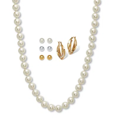 Palm Beach Jewelry Round Simulated Pearl Silvertone And Goldtone Jewelry Set