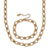 Palm Beach Jewelry Round Yellow Gold Ion-plated Stainless Steel Link Necklace Set, 18 To 20-inch