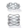 Palm Beach Jewelry Set Of 2 Stainless Steel Weaved And Chain-link Rings