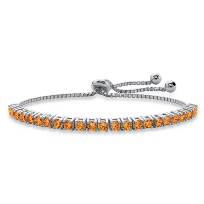 Palm Beach Jewelry Silver Tone Strand Simulated Birthstone Tennis Bracelet In Multi