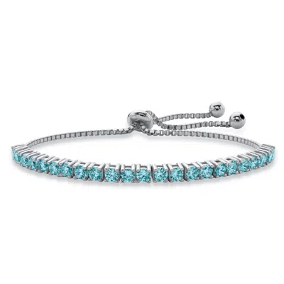 Palm Beach Jewelry Silver Tone Strand Simulated Birthstone Tennis Bracelet In Blue